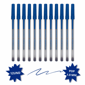 Caneta Kilométrica Pop 1.0 mm AZUL - PAPER MATE - 12 UND