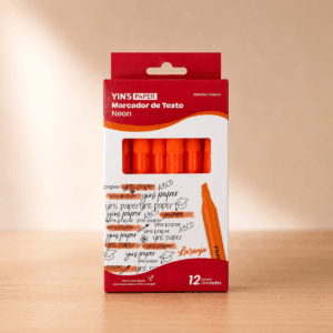 Marca Texto Neon LARANJA - YINS PAPER - CX 12 UND