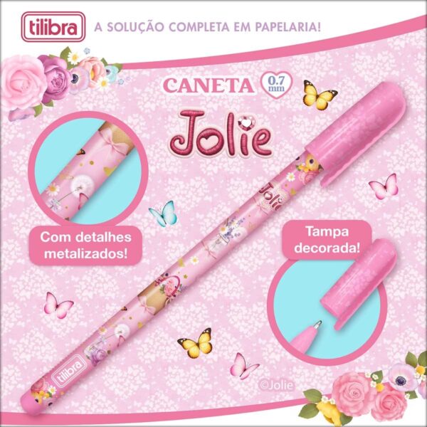 Caneta Preta Esferográfica 0.7mm Jolie - TILIBRA - CX 12 UND