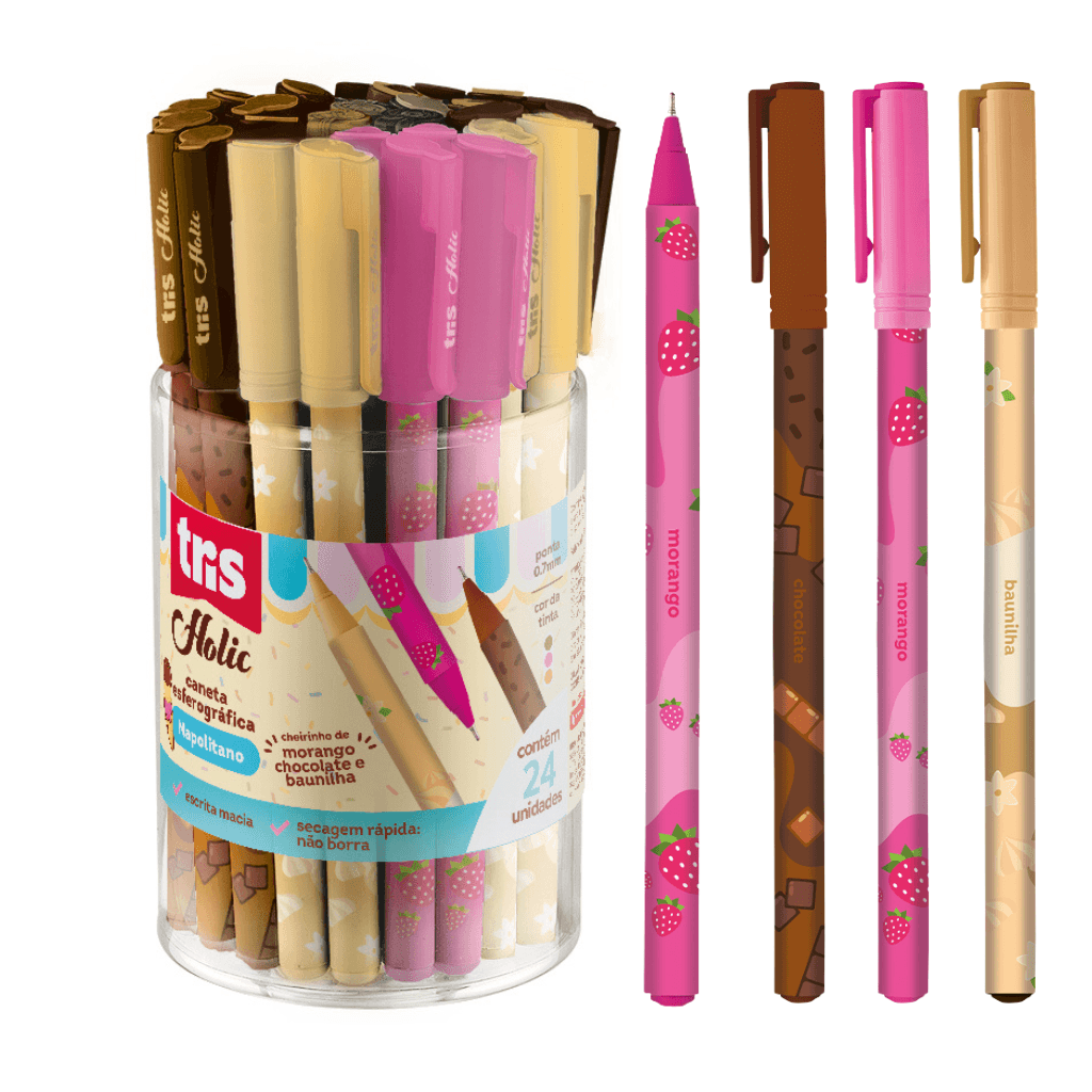 Caneta Esferográfica Napolitano Holic Docinhos 0.7mm c/ cheirinho - TRIS - UND