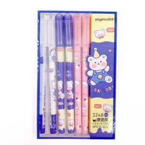 Caneta Apagável Azul Estampada Ursinho Fofo - Cx 6 Und
