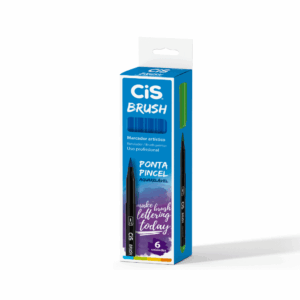 Marcador Brush Pen CIS Azul Royal - CX 6 UND