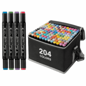 Caneta TOUCH Marcador Ponta Dupla PARA COLORIR - MALETA 204 CORES
