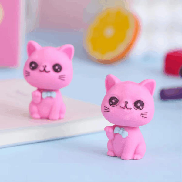 Borracha Fofa 3D Ponteira Gatinho - PACOTE 6 UND