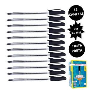 Caneta Kilométrica 100 PRETA 1.0mm - PAPER MATE - 12 UND