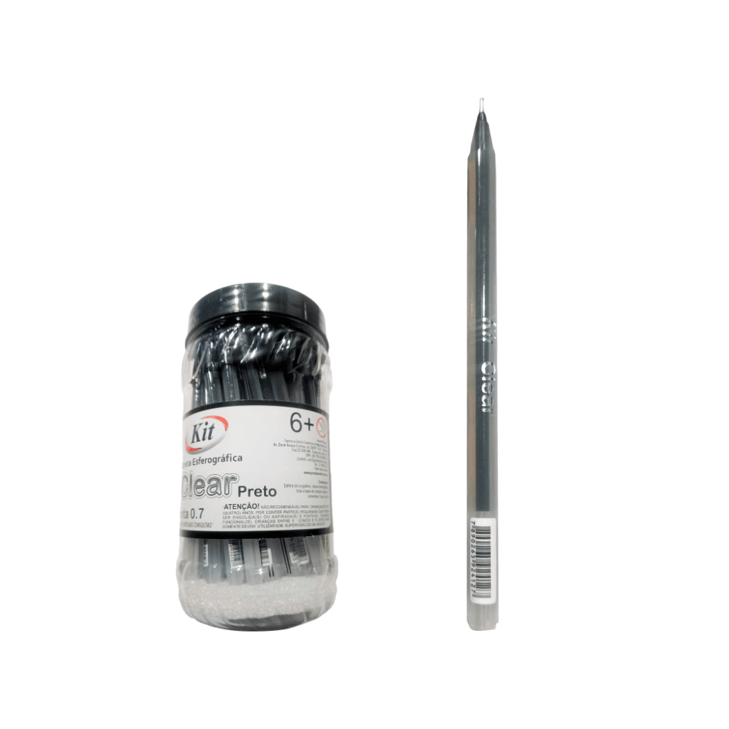 Caneta Clear 0.7mm Preta - KIT OFICIAL - 12 UND