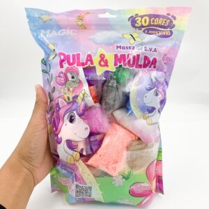 Massinha Pula e Molda Unicórnio 30 Cores Sortidas 300 g MAGIC - PACOTE 30 UND
