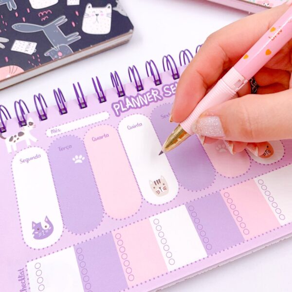 Planner de Mesa com Espiral Gatinhos 23,2x12,2cm