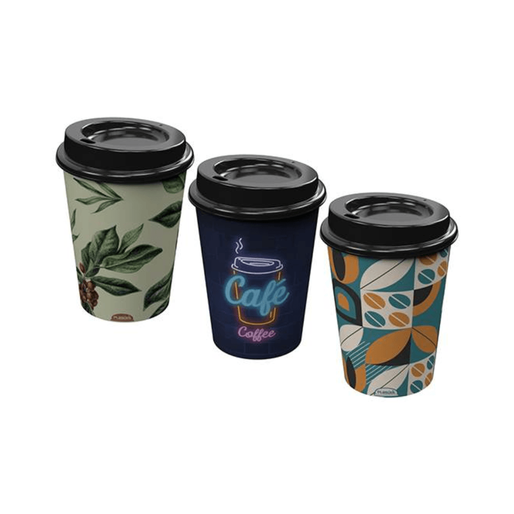 Copo Coffee c/ Tampa Bico 320 ml Sortido - PLASÚTIL - UND