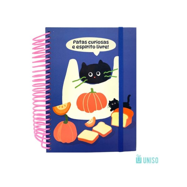 Caderno A5 Espiral Pautado Gato Curioso 15,4 x 21,2cm 160 folhas - UNISO - UND