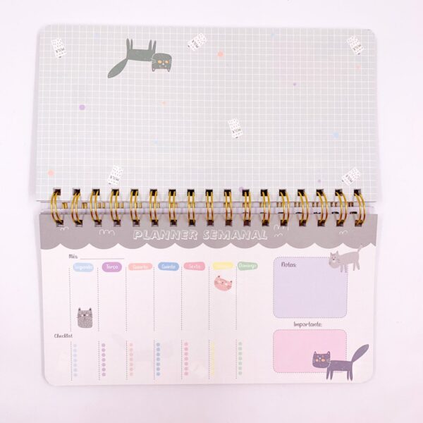 Planner de Mesa com Espiral Gatinhos 23,2x12,2cm