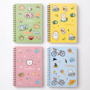 Caderno A5 Espiral Ursinho e Tulipas 64 fls 14,3x20,5cm - IMPORTADO - UND