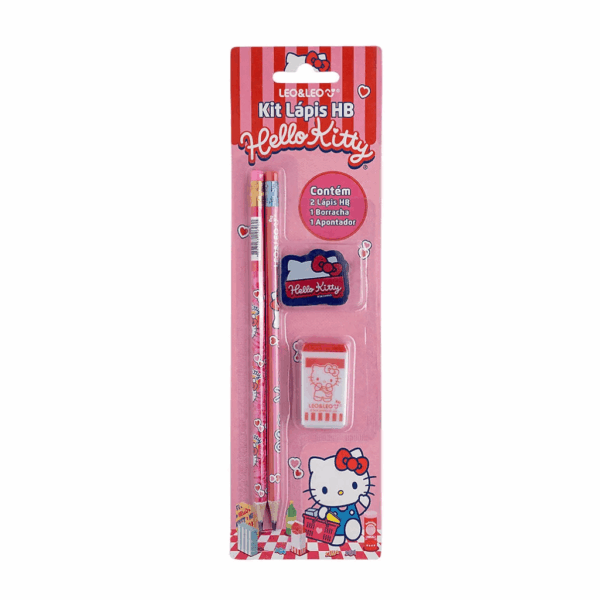 Kit Escolar Hello Kitty 4 Peças - LEO E LEO - BLISTER