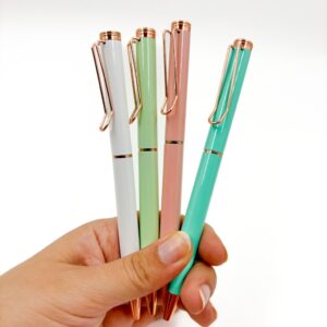 Caneta Luxo Metálica Pastel c/ Grip Rosê - Kit 4 Und