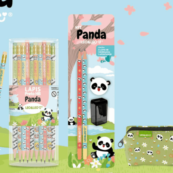 Kit Escolar Panda 4 Peças LEO E LEO - BLISTER