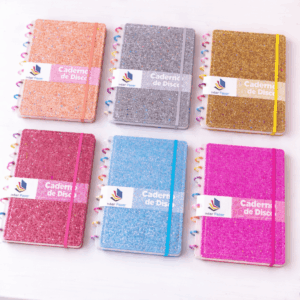 Caderno de Disco Glitter B5 80 Fls/10 Discos Colorido 25,5x18,5cm - IMPORTADO - UND