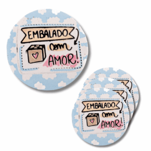 Adesivo Lacre Embalado c/ Amor - PACOTE 100 UND