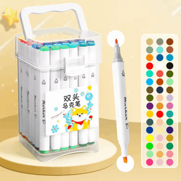 Caneta TOUCH Marcador Ponta Dupla PARA COLORIR - MALETA Transparente 36 CORES