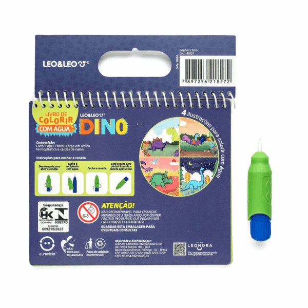 Livro de Colorir com Água Dino LEO E LEO - BLISTER