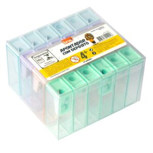 Apontador Plástico Retangular c/ Depósito Pastel - BRW - CX 24 UND