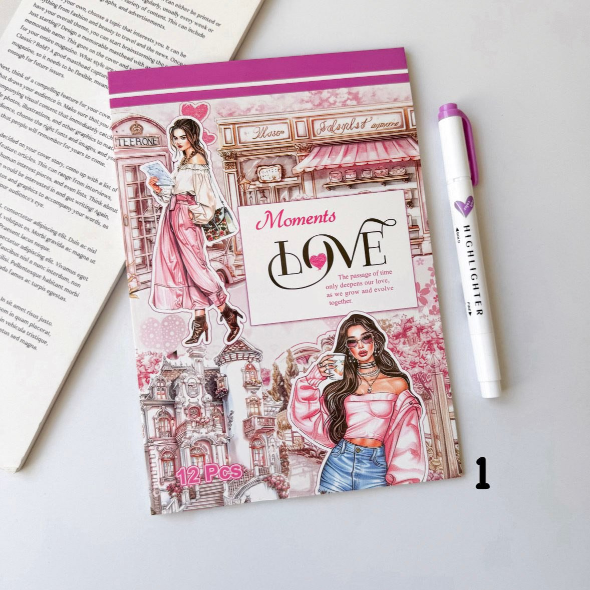 Caderno de Adesivos p/ Scrapbook e Colagens Moment Vibes 12 fls - IMPORTADO - UND