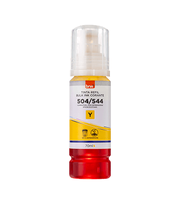 Refil de Tinta Impressora Corante 544 AMARELO p/ Epson 70 ml - BRW - CX 1 UND