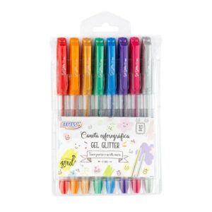 Caneta Esferográfica 1.0mm Gel Glitter - Blister 8 Und