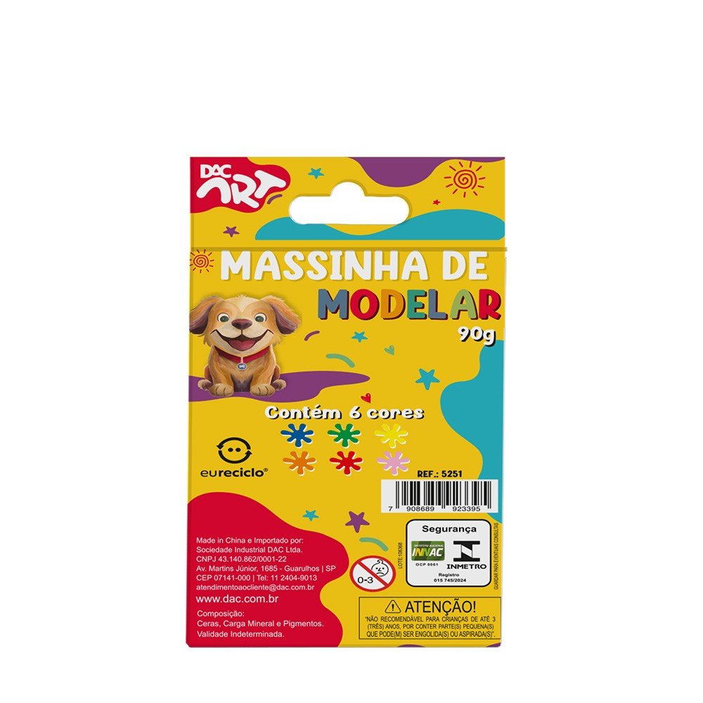 Massinha de Modelar 6 Cores - DAC ART - BLISTER