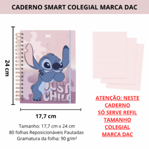 Caderno Smart Colegial Disney Stitch 80 fls - DAC