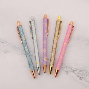 Caneta Luxo Metálica Glitter Margarida - Kit 4 Und