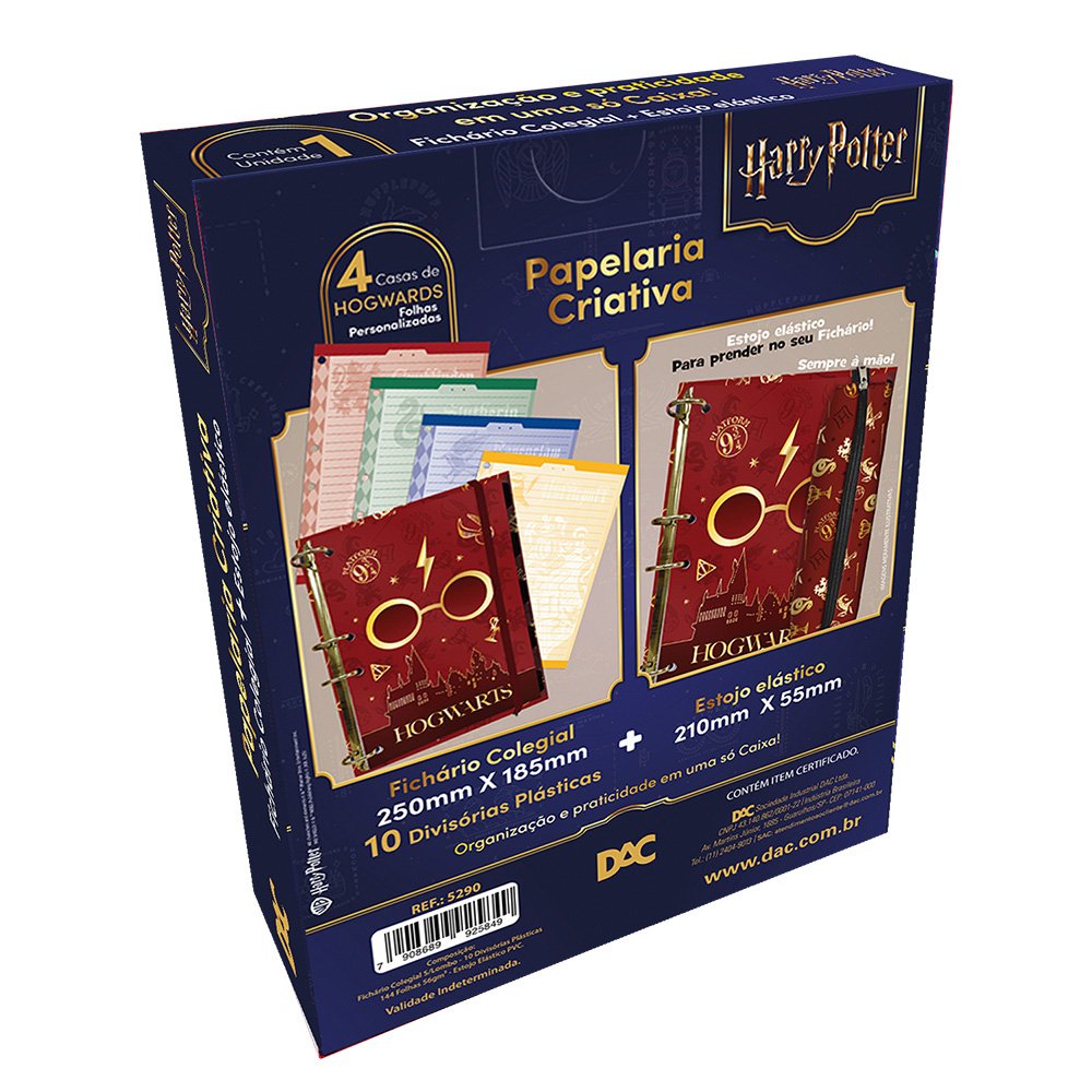Kit Presenteável Fichário Colegial + Estojo Harry Potter - DAC