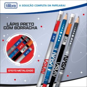 Lápis Redondo c/ Borracha N.2 Nasa - TILIBRA - PACOTE 12 UND
