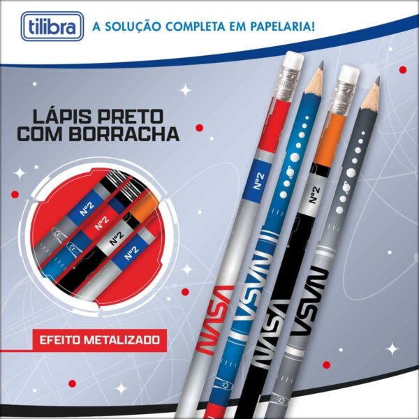 Lápis Redondo c/ Borracha N.2 Nasa - TILIBRA - PACOTE 12 UND