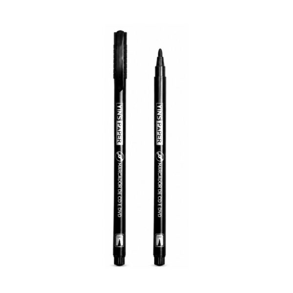Caneta Marcador Permanente Slim Preto - YINS PAPER - CX 12 UND