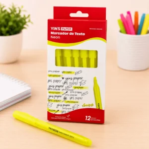 Marca Texto Neon Amarelo - YINS PAPER - CX 12 UND