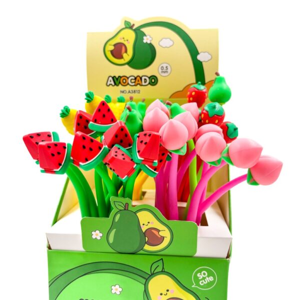 Caneta Flexível Dançante Frutinhas - Pacote 6 Und