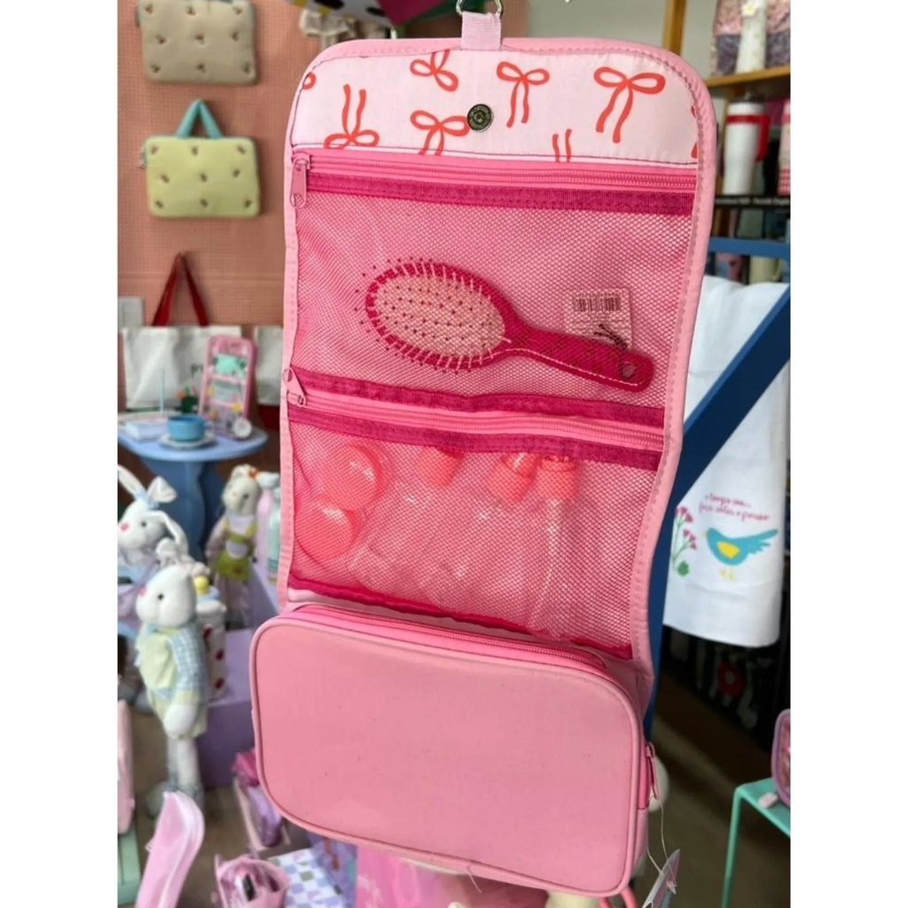 Necessaire c/ Gancho Rosa LAÇO 18x25x3cm - FLORIE - UND