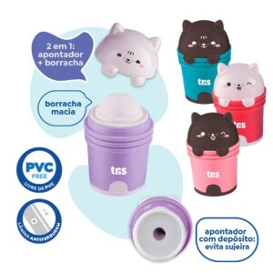 Apontador c/ Borracha Kitty Tris - Blister 1 Und