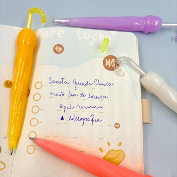 Caneta Fofa Guarda Chuva Cristal- Kit 6 Und
