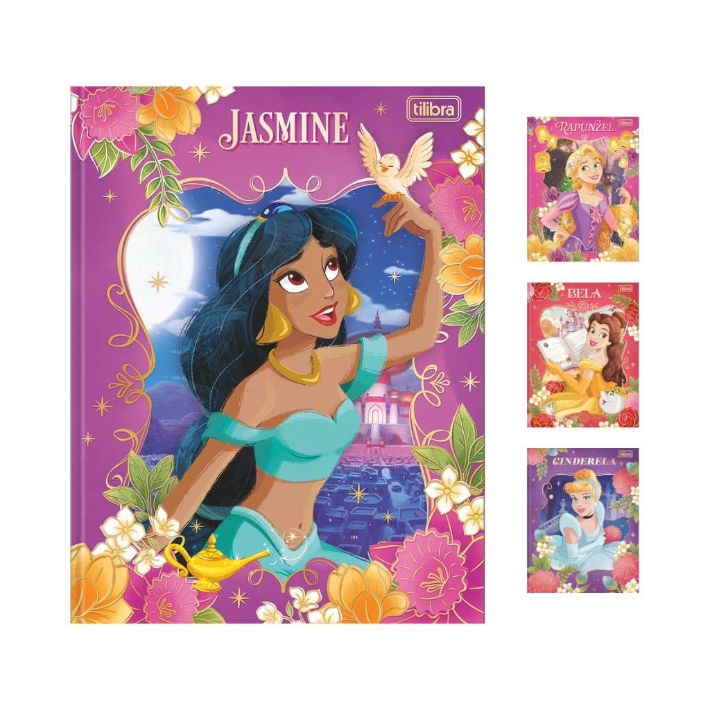 Caderno Colegial Costurado LUXO 80 fls PRINCESAS - TILIBRA - UND