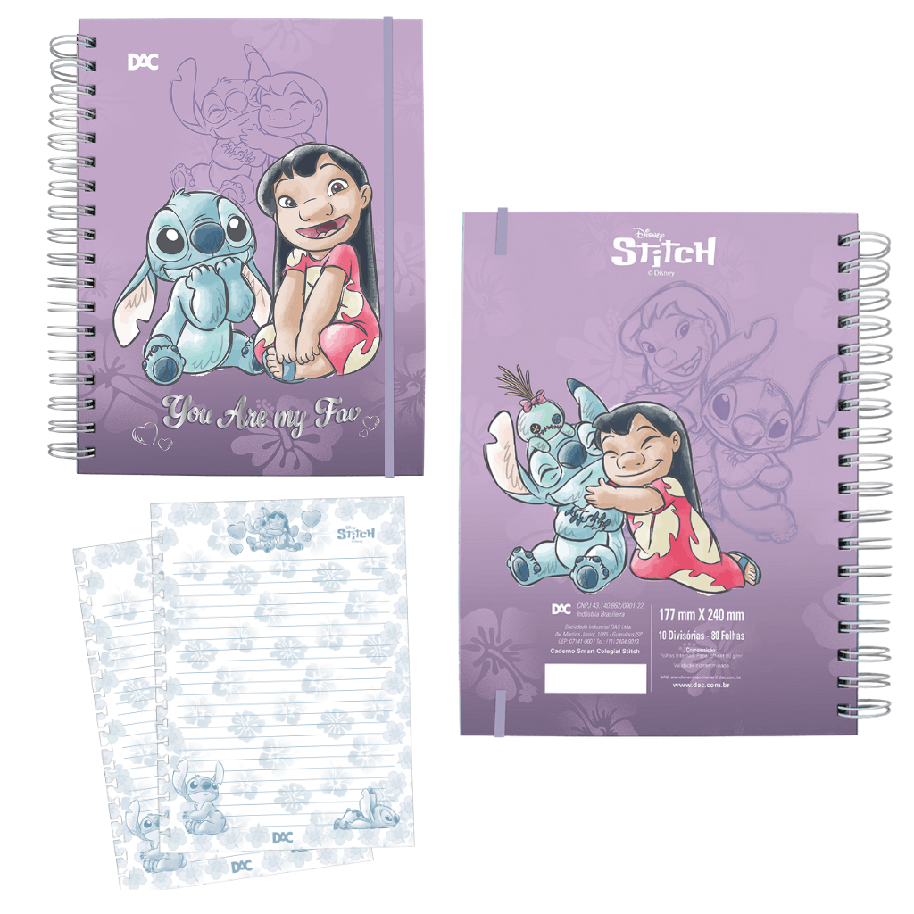 Caderno Smart Colegial Lilo e Stitch 80 fls - DAC