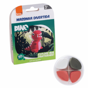 Massa de Modelar Divertida Dino 3 Cores BRW - Blister c/ 1 Pote