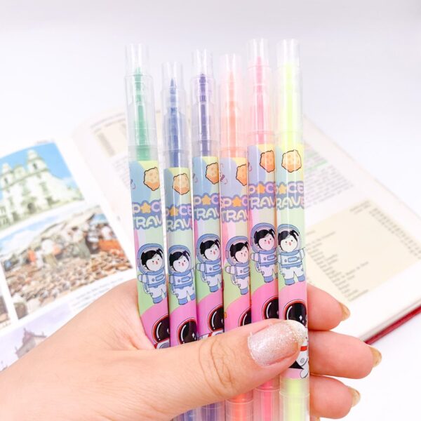 Marca Texto Neon 2 Pontas Astronauta - Blister 6 Und