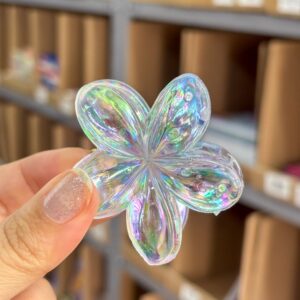 Presilha Piranha Flor TRANSPARENTE 6 cm Color - IMPORTADO - PACOTE 6 UND