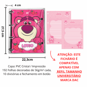 Fichário Universitário PVC Cristal Lotso DAC