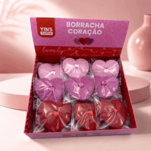 Borracha Coração c/ Strass - YINS PAPER - CX 18 UND