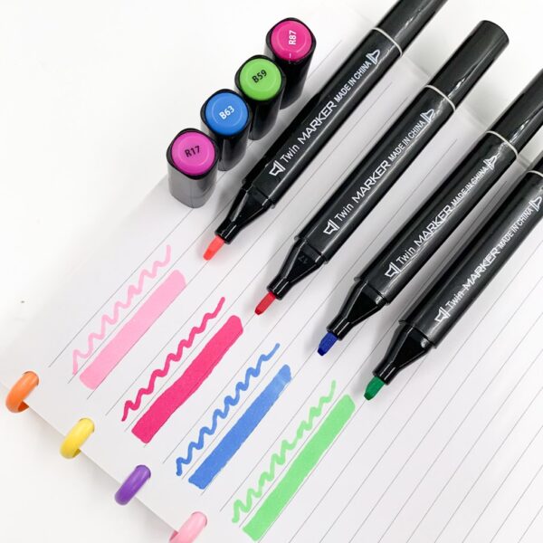 Caneta TOUCH Marcador Ponta Dupla PARA COLORIR - MALETA 36 CORES - Tampa Redonda