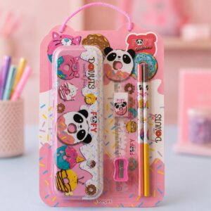 Kit Escolar Panda Donuts 6 Peças - FOFY - BLISTER