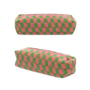 Necessaire Estojo Palito Tricô VERDE E ROSA 19x5x5cm - FLORIE - UND