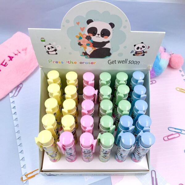 Borracha Fofa Retrátil Panda - 4 Und